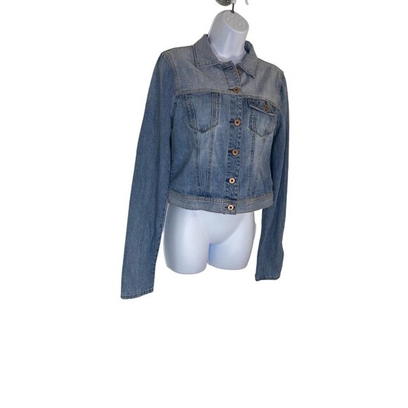 American Rag Cie Juniors Jean Jacket Blue Waist Length Button Pockets Denim S - Picture 3 of 8
